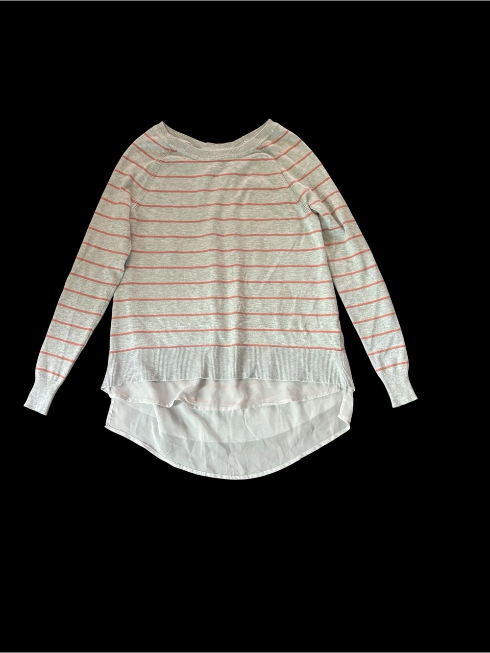 Maurices Gray Sweater with Pink Stripe Detail